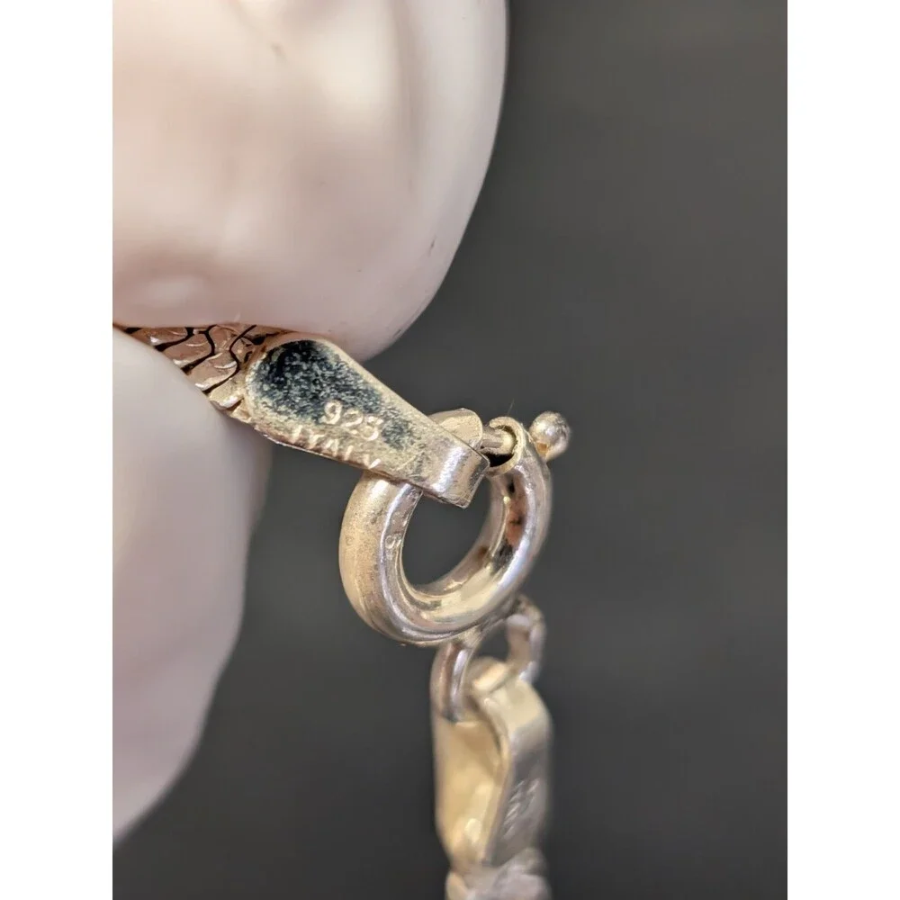 Italian 925 Sterling Silver Twisted Chain Bracelet Vintage 7